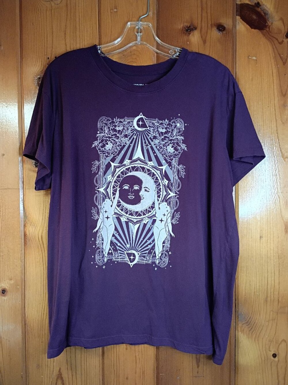 Torrid T-Shirt Purple Witchy Celestial Sun Moon Tarot Art Nouveau Goth 1X